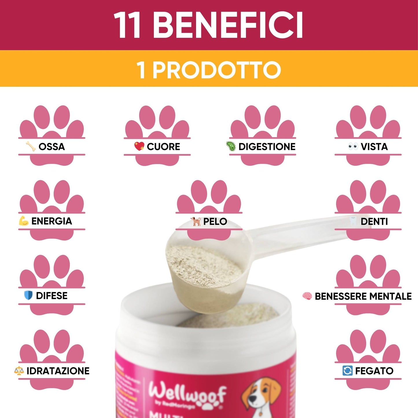 Integratore per cani in polvere con Moringa BIO – energia e salute quotidiana.